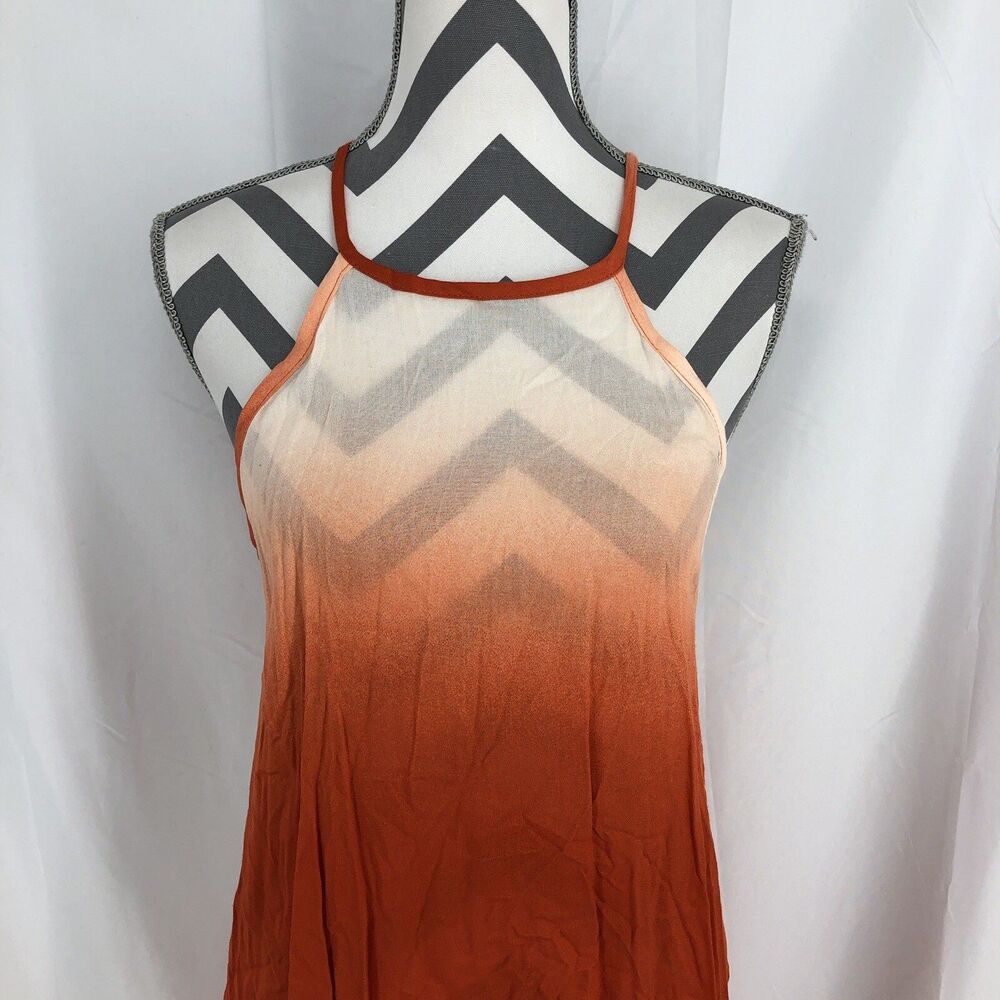 Millibon Ombre Orange Sleeveless Halter Sundress D6681C Small USA